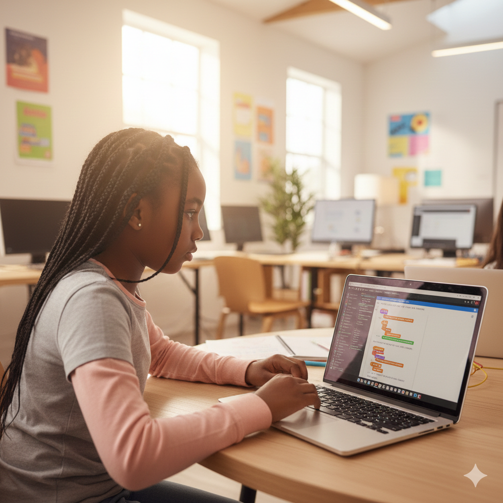 Confident student ready to learn coding