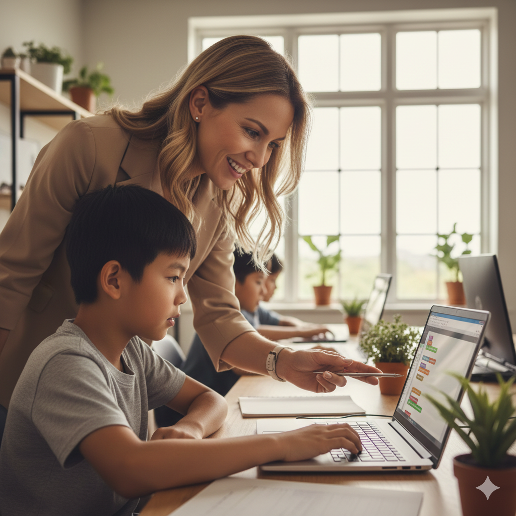 Students collaborating in classroom